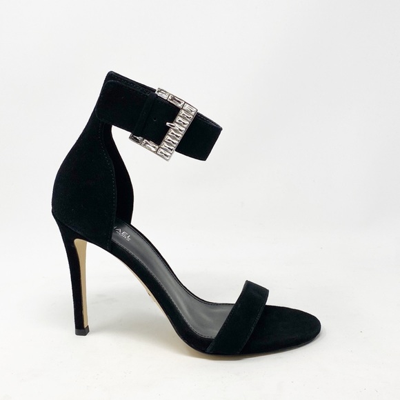 NWOT MICHAEL Michael Kors Giselle Embellished-Buckle Suede Sandals - Picture 3 of 15